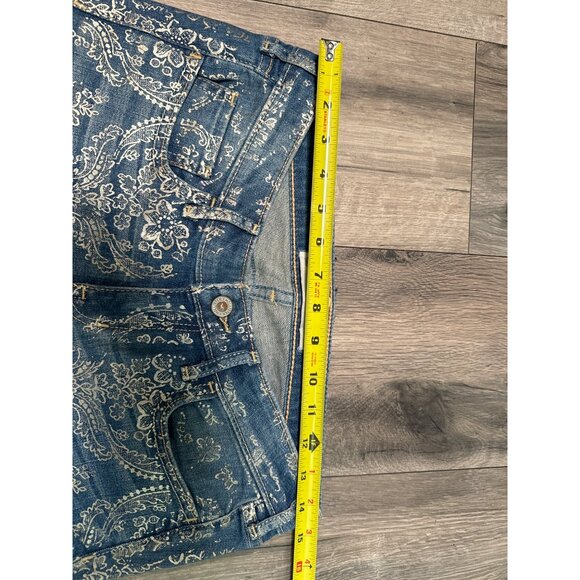 Hollister Juniors 7 Regular (28) Gold Foil Demask Flower Print Low Rise Slim Jea - Picture 6 of 9